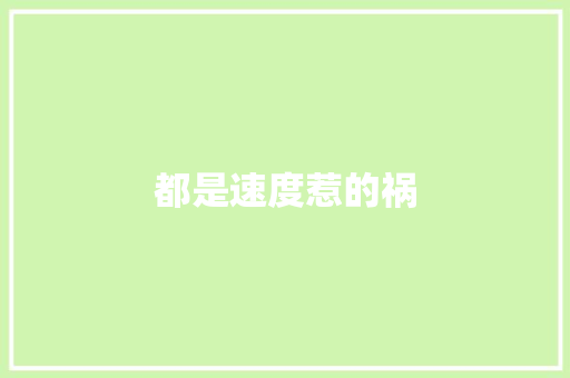 都是速度惹的祸