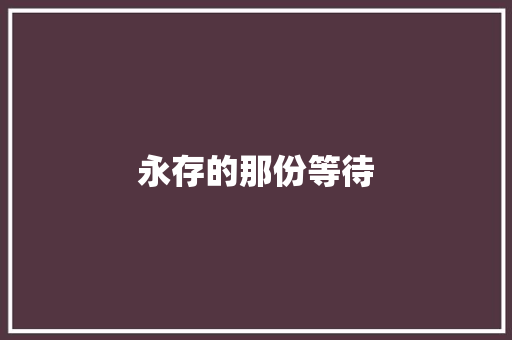 永存的那份等待