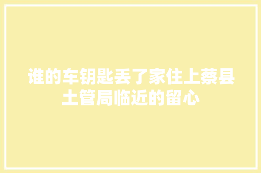 谁的车钥匙丢了家住上蔡县土管局临近的留心 汽车知识