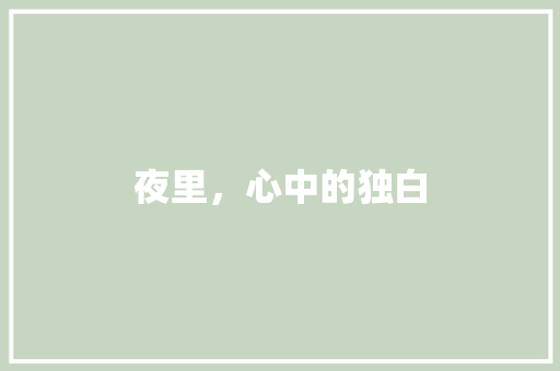 夜里，心中的独白