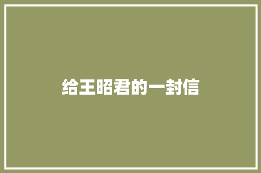 给王昭君的一封信