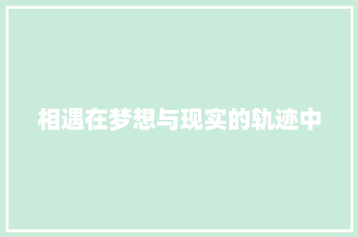 相遇在梦想与现实的轨迹中