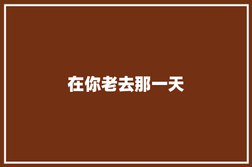 在你老去那一天