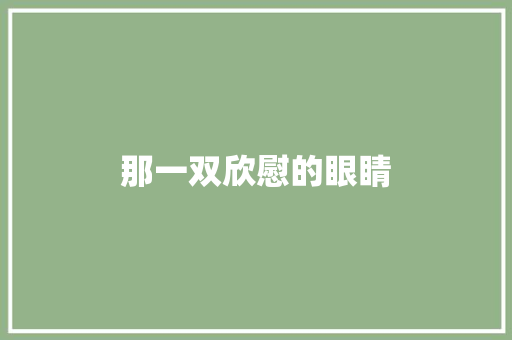 那一双欣慰的眼睛