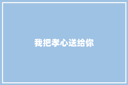 我把孝心送给你