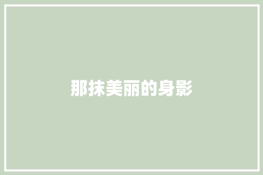 那抹美丽的身影