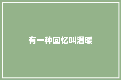 有一种回忆叫温暖