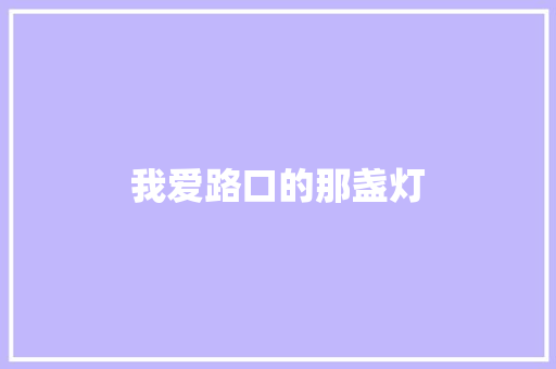 我爱路口的那盏灯