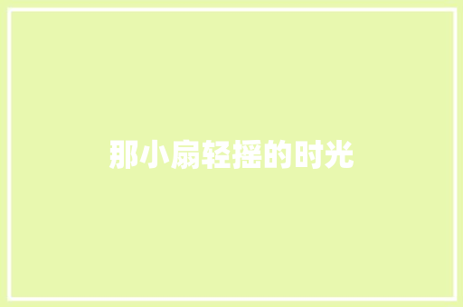 那小扇轻摇的时光