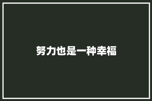 努力也是一种幸福