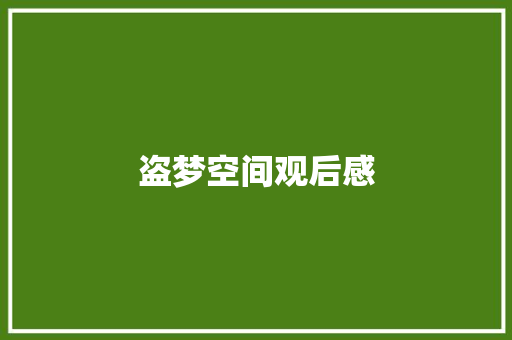 盗梦空间观后感