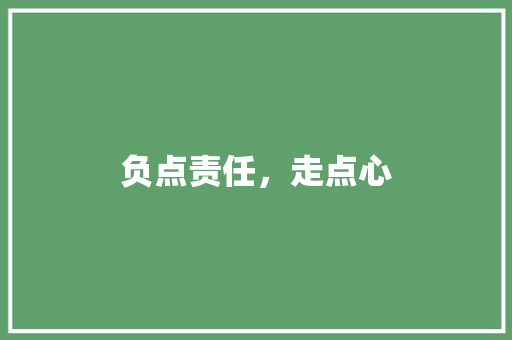 负点责任，走点心
