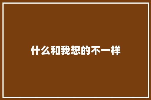 什么和我想的不一样