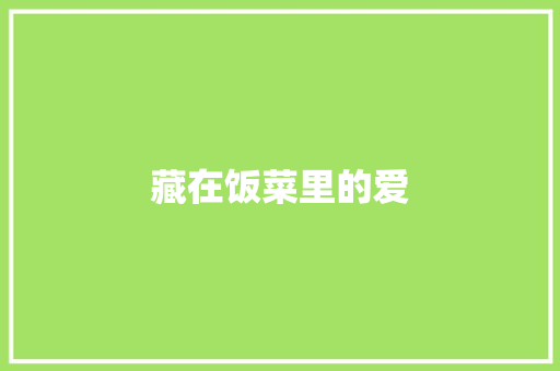 藏在饭菜里的爱