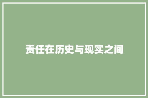 责任在历史与现实之间