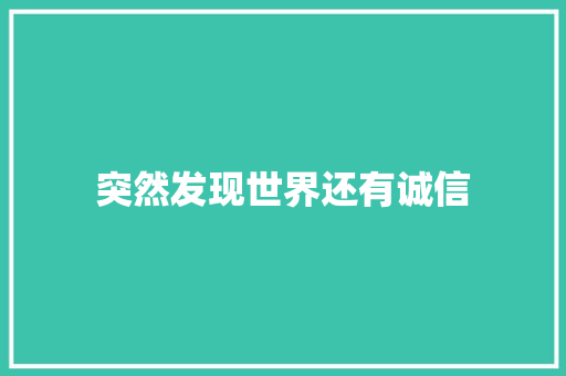 突然发现世界还有诚信