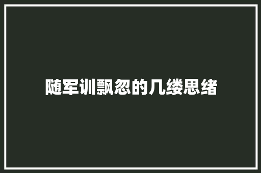 随军训飘忽的几缕思绪