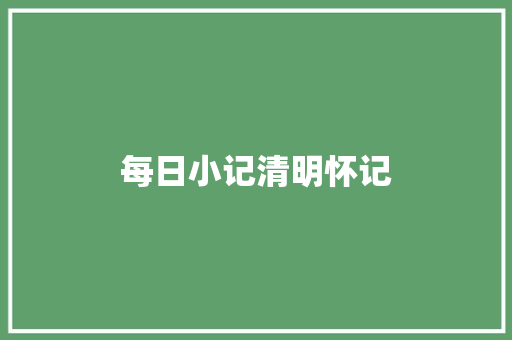 每日小记清明怀记