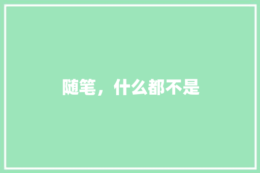 随笔，什么都不是