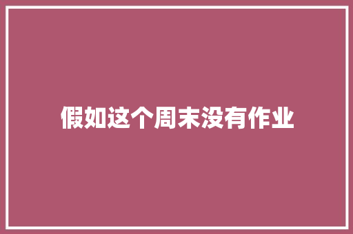 假如这个周末没有作业