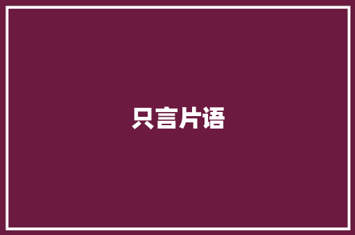 只言片语