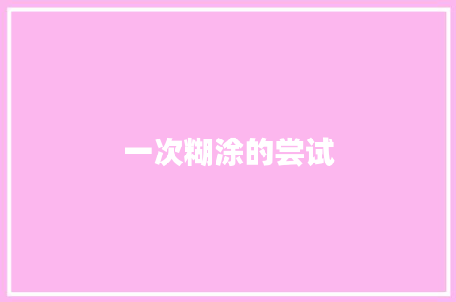 一次糊涂的尝试