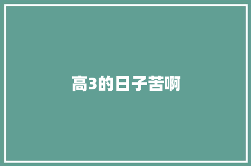 高3的日子苦啊