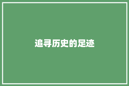 追寻历史的足迹