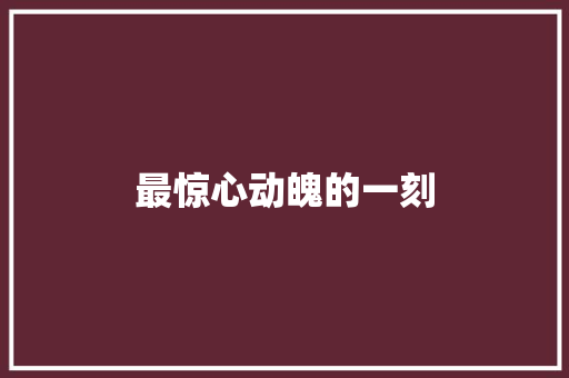 最惊心动魄的一刻