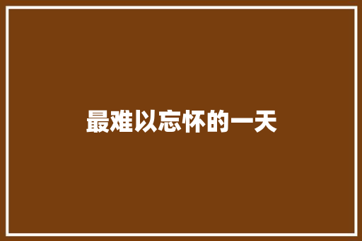 最难以忘怀的一天