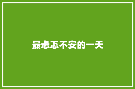 最忐忑不安的一天
