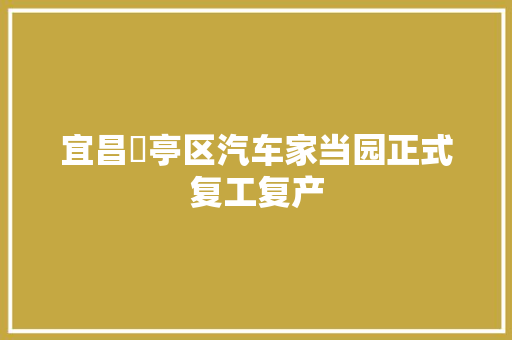 宜昌猇亭区汽车家当园正式复工复产