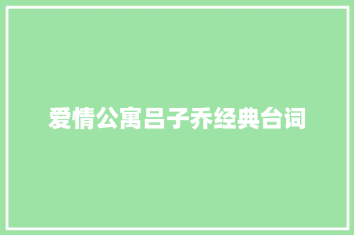 爱情公寓吕子乔经典台词