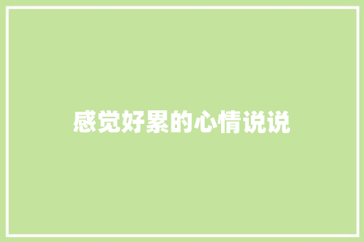感觉好累的心情说说