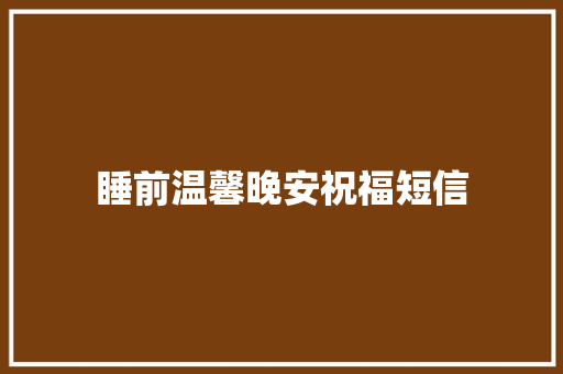 睡前温馨晚安祝福短信