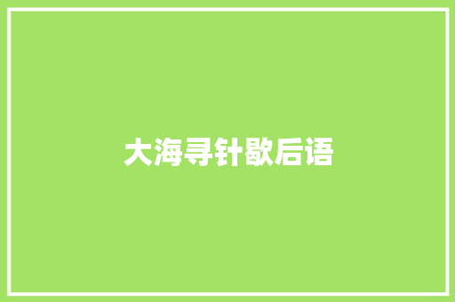 大海寻针歇后语