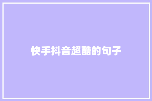 快手抖音超酷的句子