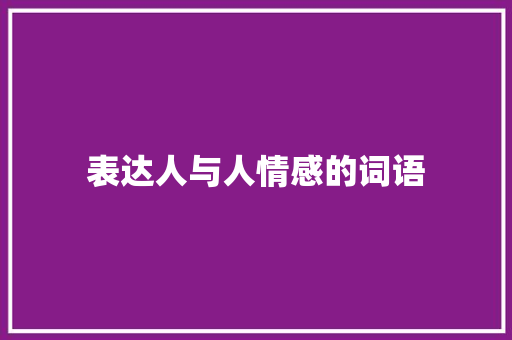 表达人与人情感的词语