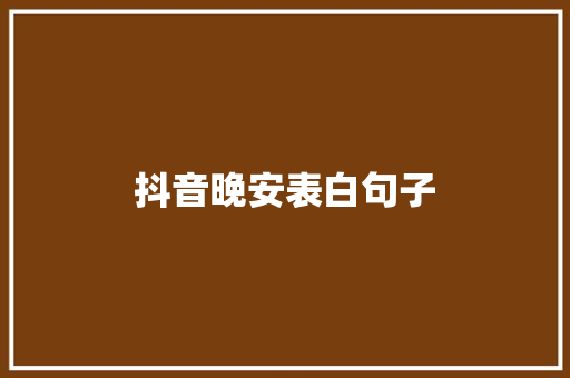 抖音晚安表白句子