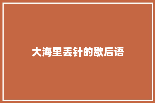 大海里丢针的歇后语