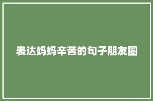 表达妈妈辛苦的句子朋友圈