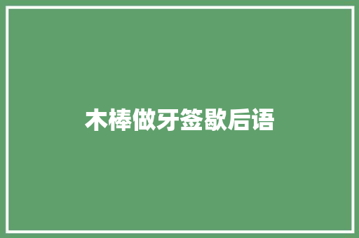 木棒做牙签歇后语 知识百科