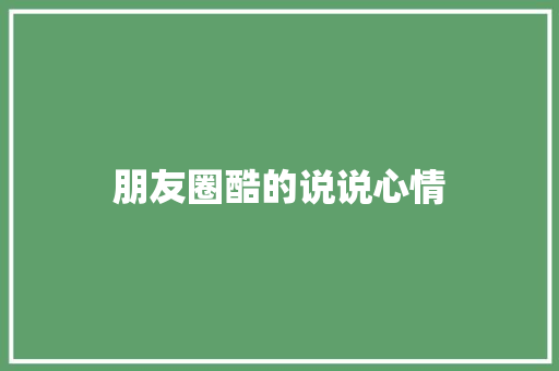 朋友圈酷的说说心情