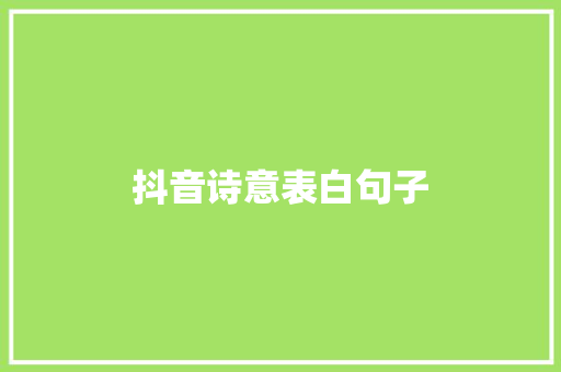 抖音诗意表白句子