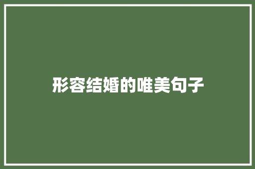 形容结婚的唯美句子