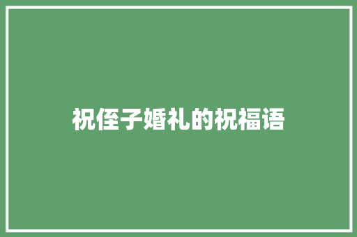 祝侄子婚礼的祝福语