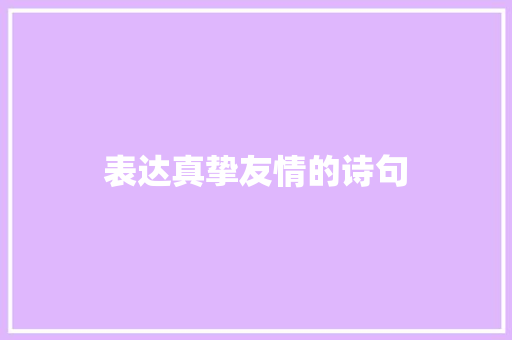 表达真挚友情的诗句