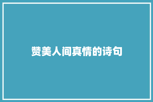 赞美人间真情的诗句
