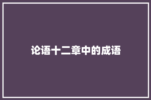 论语十二章中的成语