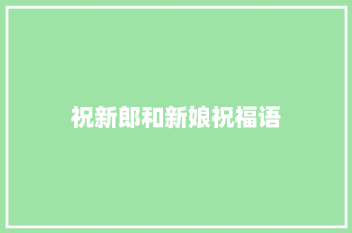 祝新郎和新娘祝福语